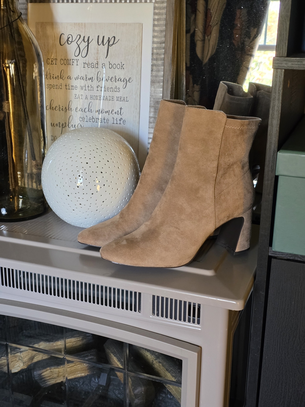 Mia - Women's Suede Ankle Boots in Taupe - Women's Size 9.5